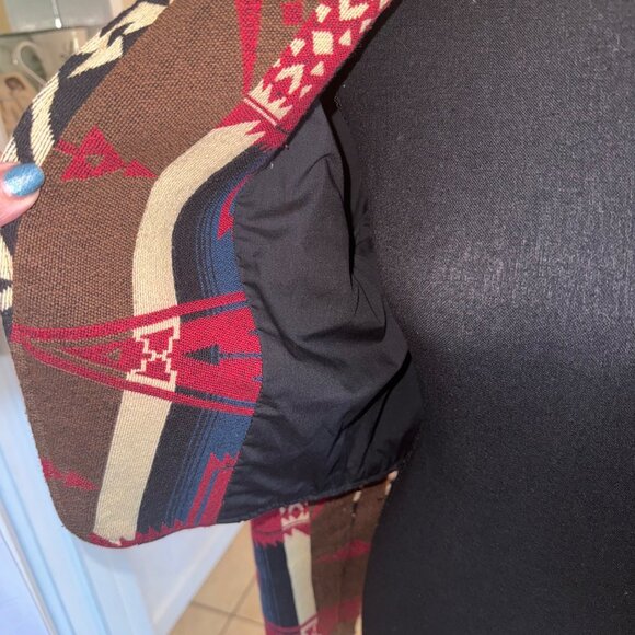 Vintage Southwestern Santa Fe Print Knit Open Short Jacket Cardigan S Cowgirl - Picture 9 of 10